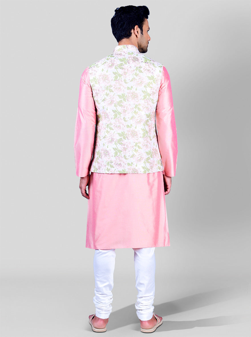 Peach & Green Bandhgala Jacket | Azania