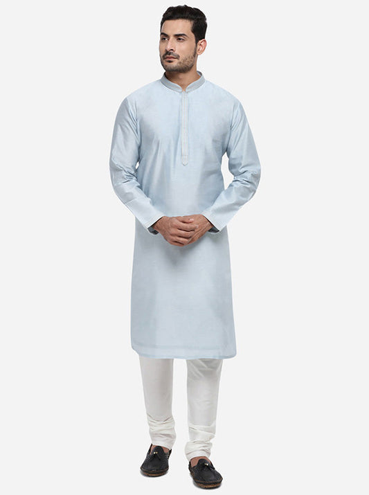 Light Grey Kurta Set with Light Grey Bandhgala Jacket | Azania