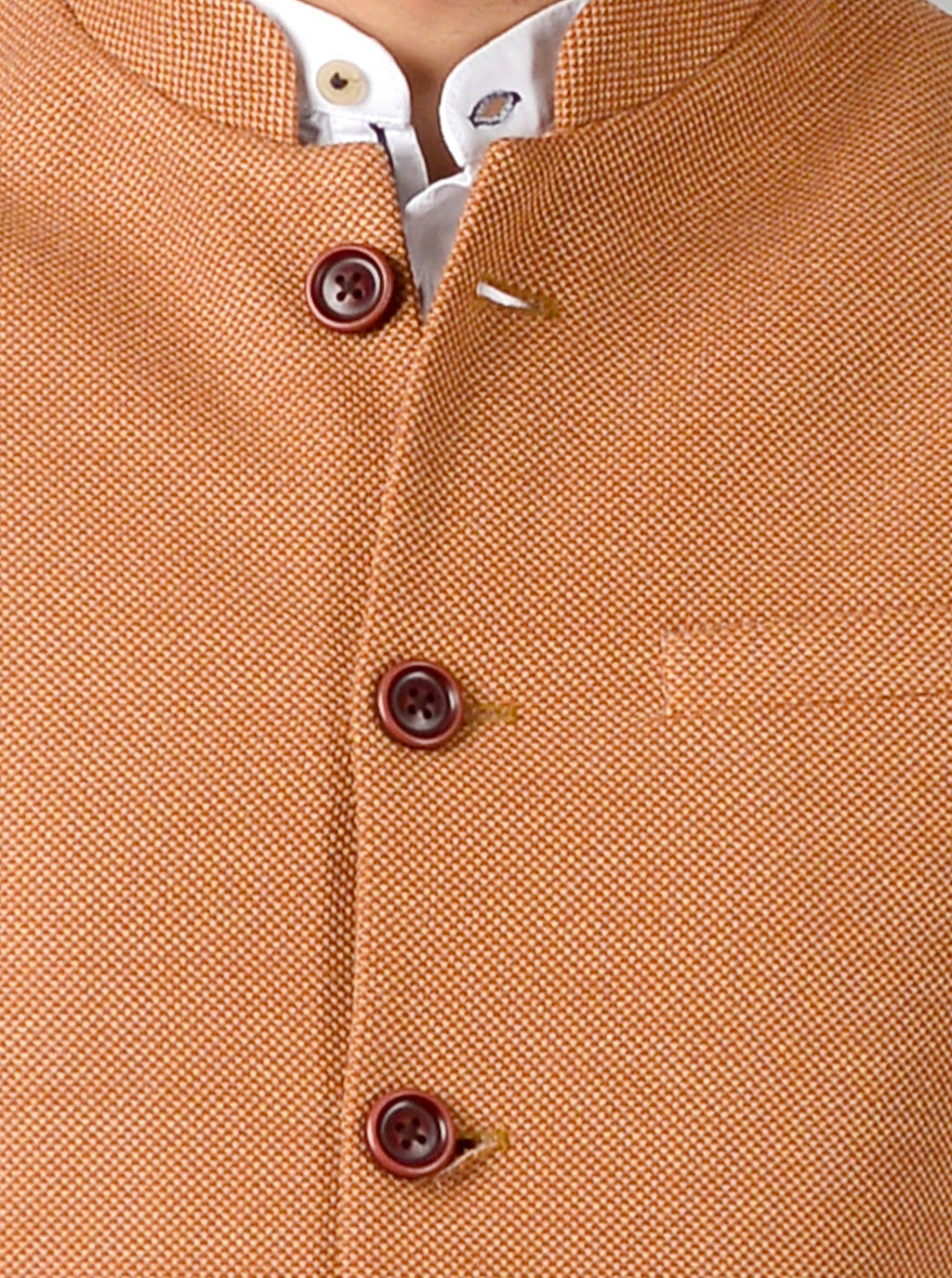 Mustard Brown Bandhgala Jacket | JB Studio