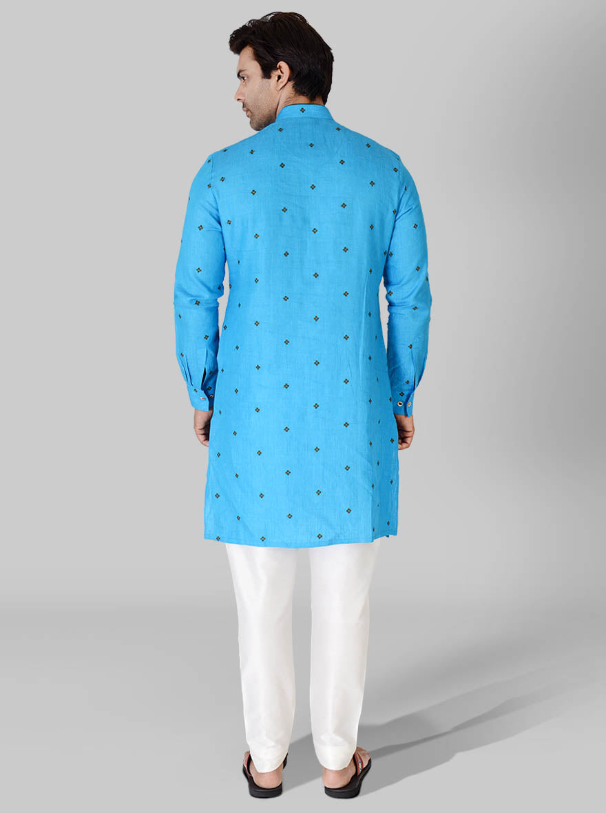 Turqouise Blue & Olive Kurta Set | TULA