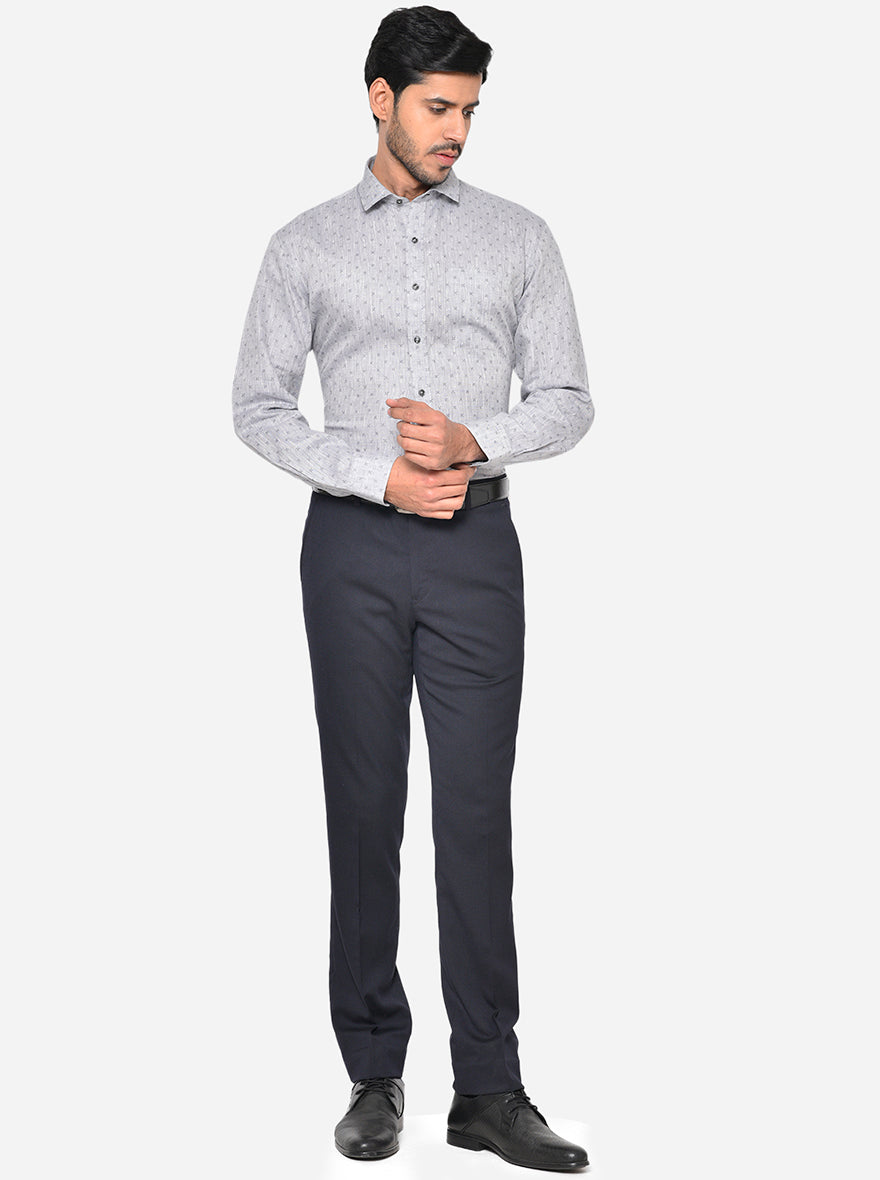 Grey Printed Regular Fit Formal Shirt | JadeBlue