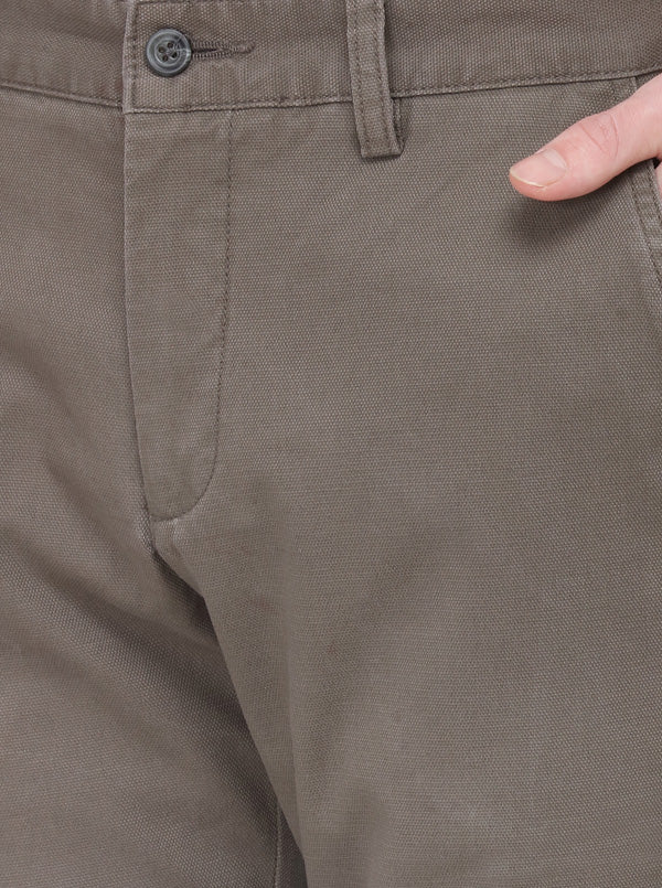 Khaki Solid Super Slim Fit Casual Trouser | Greenfibre