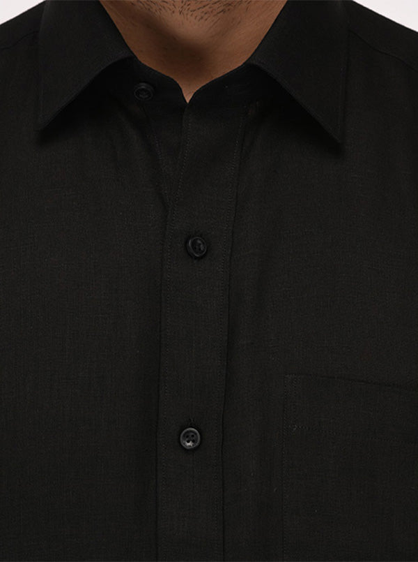 JadeBlue Black Self Textured Regular Fit Formal Shirt