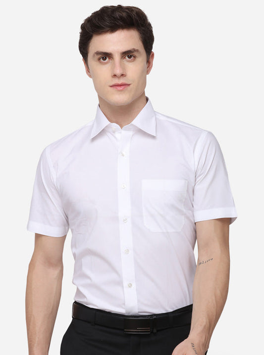 White Solid Regular Fit Formal Shirt | Greenfibre