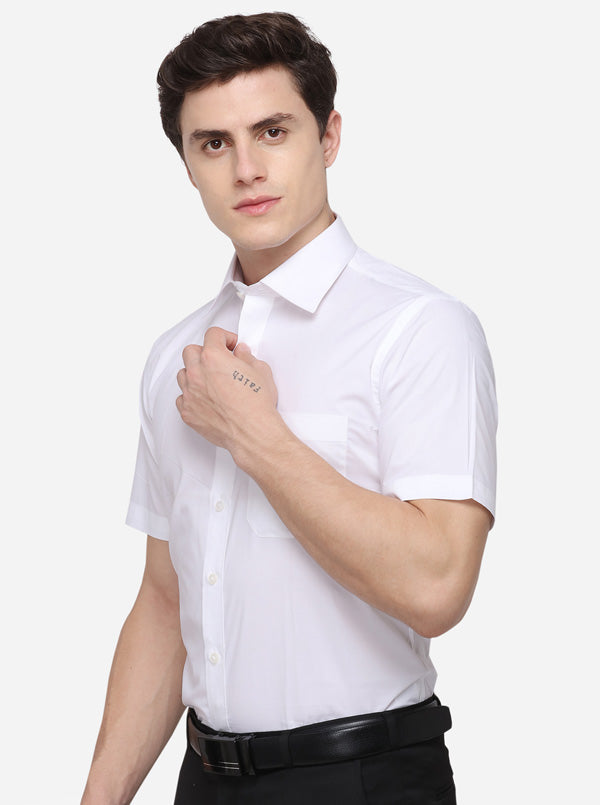 White Solid Regular Fit Formal Shirt | Greenfibre