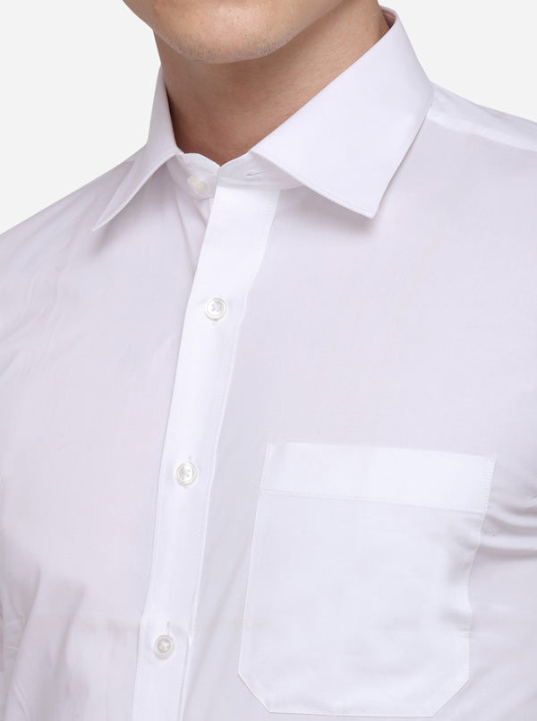 White Solid Regular Fit Formal Shirt | Greenfibre