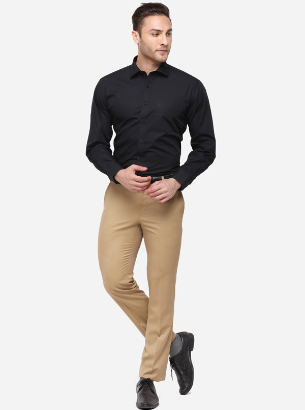 Black Solid Regular Fit Formal Shirt | Greenfibre