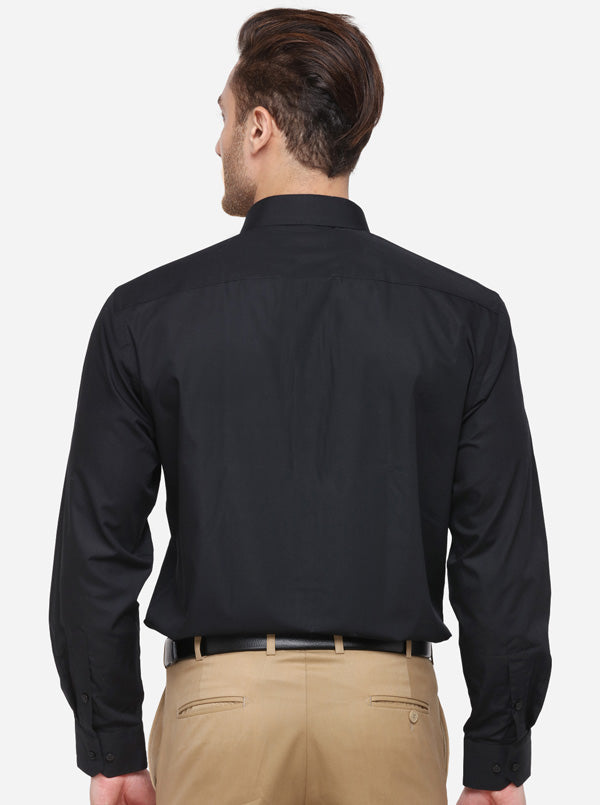 Black Solid Regular Fit Formal Shirt | Greenfibre