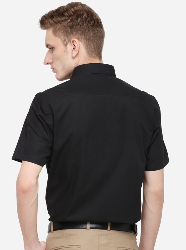 Black Solid Regular Fit Formal Shirt | Greenfibre