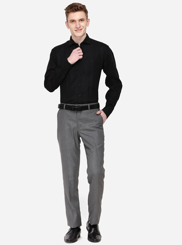 Black Solid Regular Fit Formal Shirt | JadeBlue