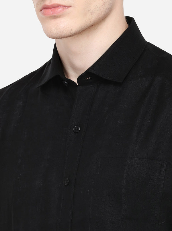 Black Solid Regular Fit Formal Shirt | JadeBlue