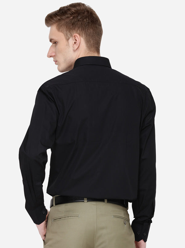 Black Solid Regular Fit Formal Shirt | JadeBlue