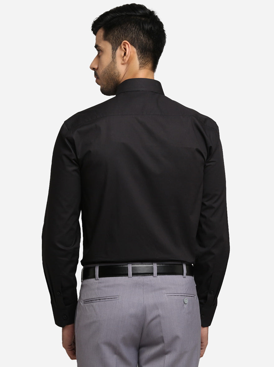 Black Solid Regular Fit Formal Shirt | JadeBlue