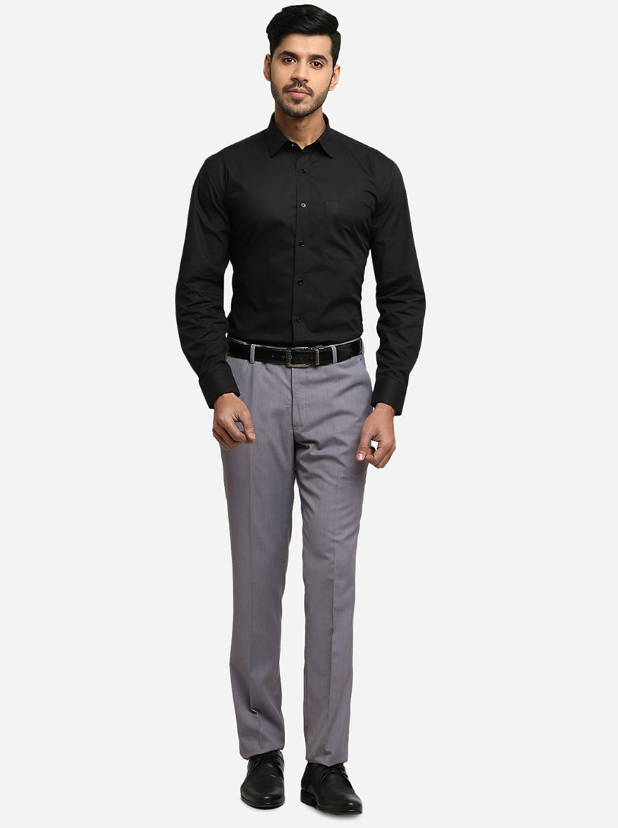 Black Solid Regular Fit Formal Shirt | JadeBlue