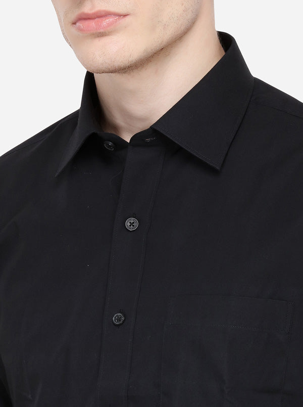 Black Solid Regular Fit Formal Shirt | JadeBlue