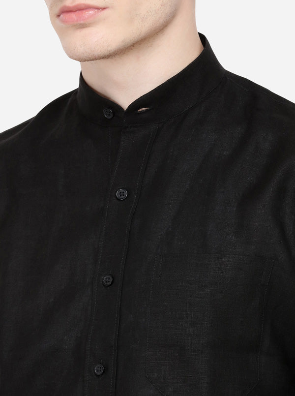 Black Solid Regular Fit Formal Shirt | JadeBlue