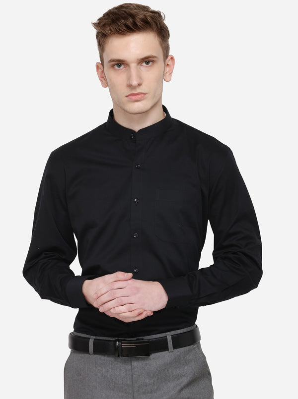 Black Solid Regular Fit Formal Shirt | JadeBlue