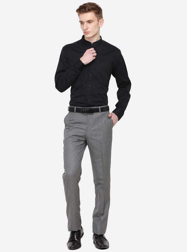 Black Solid Regular Fit Formal Shirt | JadeBlue