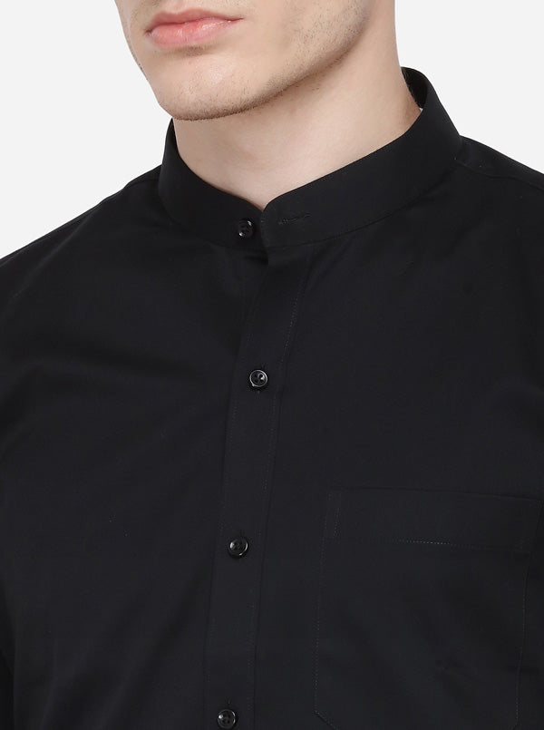 Black Solid Regular Fit Formal Shirt | JadeBlue