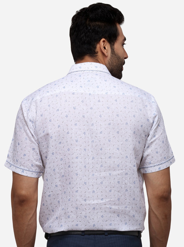 Blue Printed Slim Fit Party Wear Shirt | JB Studio